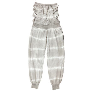 Gigi Moda Strapless Elba Jumpsuit Tie Dye Gray White O/S Pockets Italy